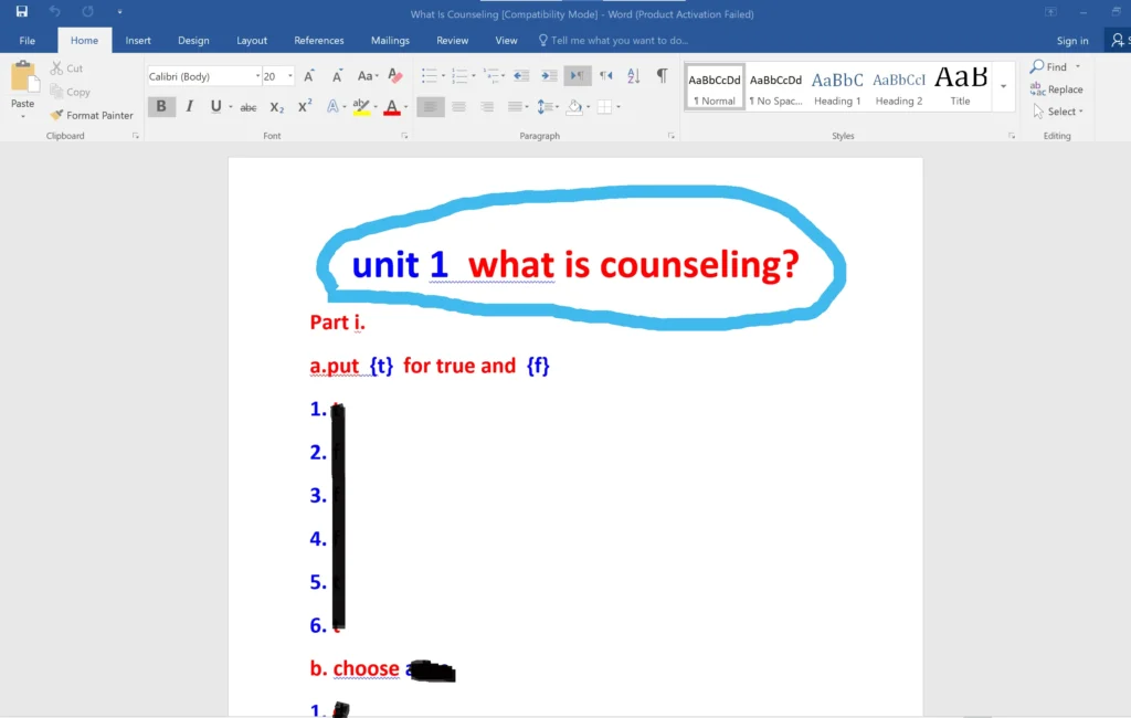 پاسخ تمرین unit 1 کتاب (English for the Students of Guidance & Counseling) درس یک (What Is Counseling)