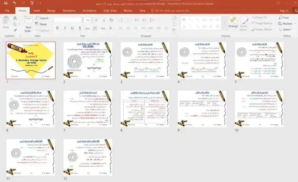 پاورپوینت درباره حافظه ثانوی دیسک نوری (CD-ROM) برای دانلود