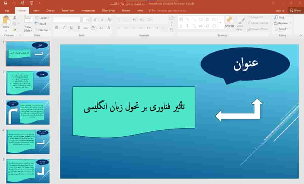 پاورپوینت تاثیر فناوری بر تحول زبان انگلیسی