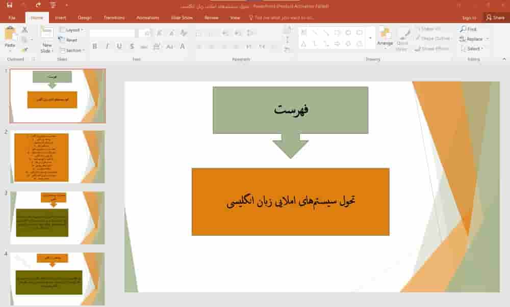 پاورپوینت تحول سیستم های املایی زبان انگلیسی