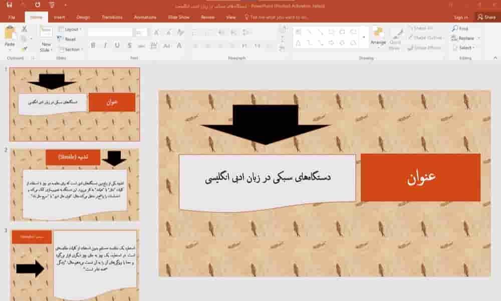 پاورپوینت دستگاه های سبکی در زبان ادبی انگلیسی
