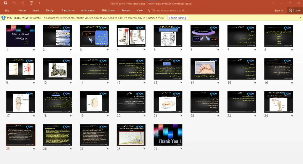 پاورپوینت آسیب های پا و مچ پا در ورزشکاران