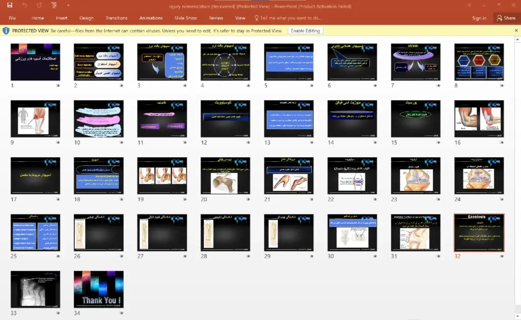 پاورپوینت اصطلاحات آسیب های ورزشی