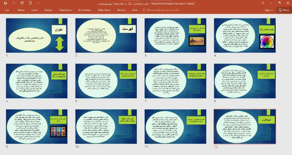 پاورپوینت تأثیر روانشناسی رنگ در نقاشی های امپرسیونیستی