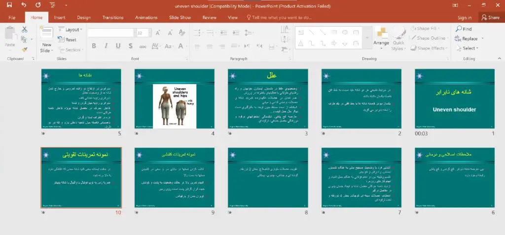 پاورپوینت شانه های نابرابر (UNEVEN SHOULDER)