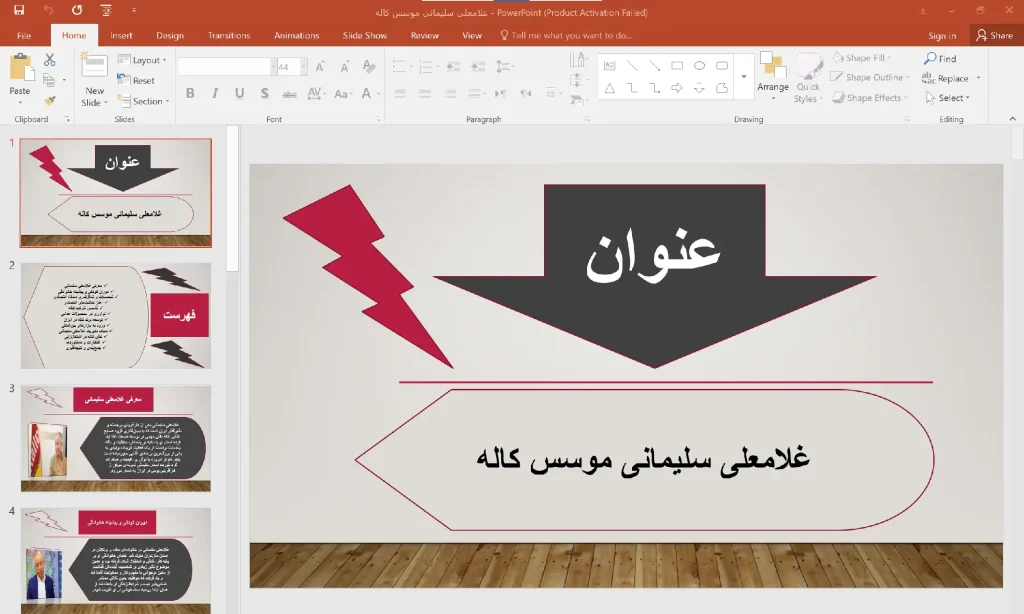 پاورپوینت غلامعلی سلیمانی موسس شرکت کاله
